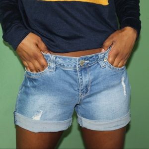 Light denim shorts